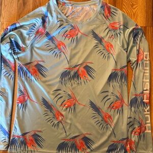 Hulk Fishing Long Sleeve Shirt with Tropical Print